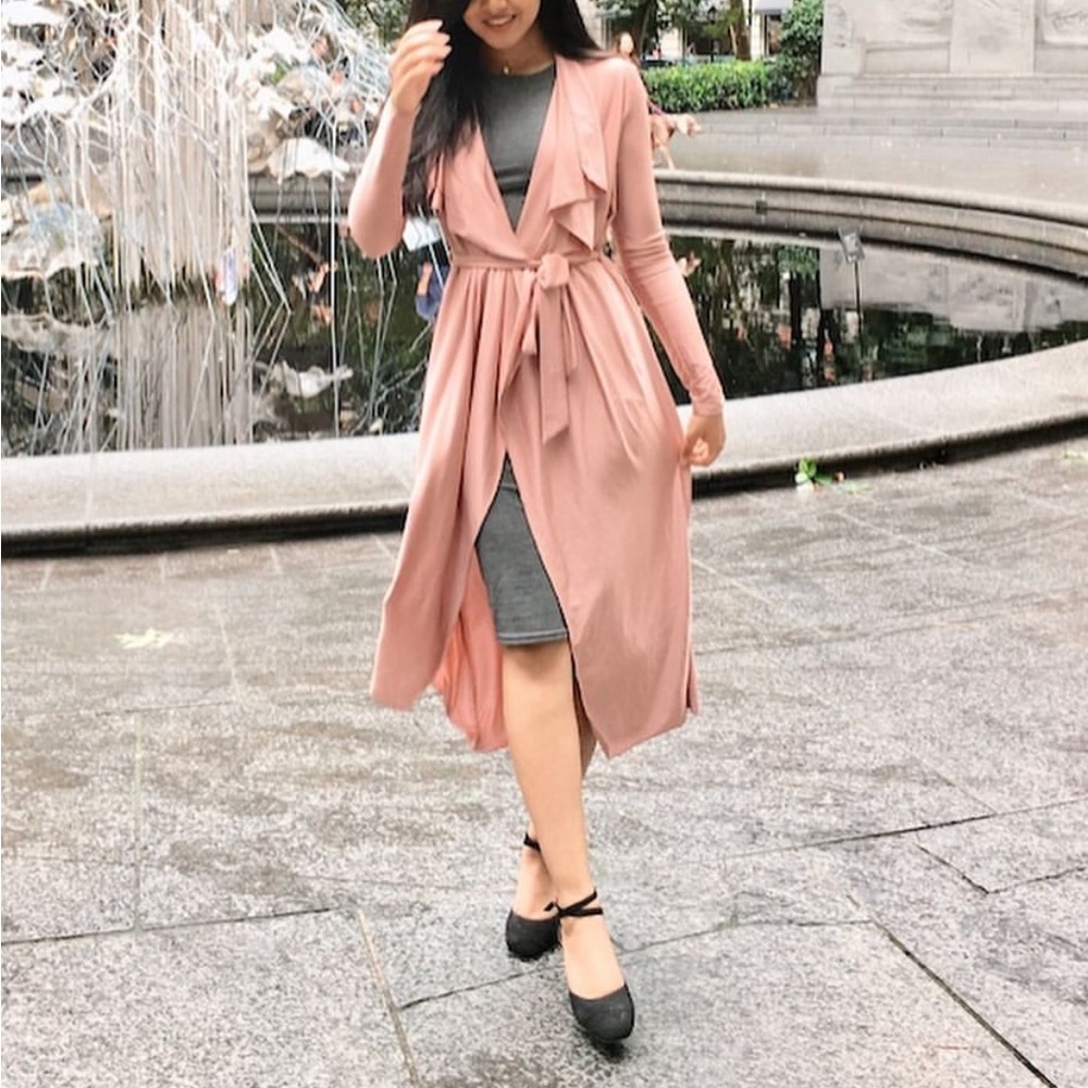 Boohoo pink satin maxi tie-front cover up